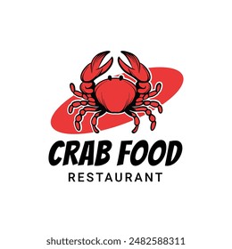 Crab Vektorgrafik Tier-Logo-Stil. Seafood Restaurant Logo Design