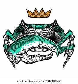 crab vector crown turquoise