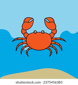 DISEÑO DE VECTORES DE CRAB. ILUSTRACIÓN DE ANIMALES EN EL MAR. VIDA MARINA.