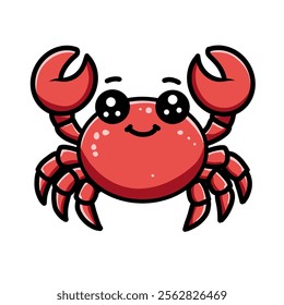 crab vector design illustration, crab icon, crab logo, cute animal, adorable animal, great as a sticker.