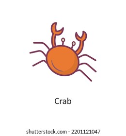 Crab vector filled outline Icon Design illustration. Holiday Symbol on White background EPS 10 File