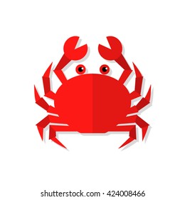 Crab vector flat illustration isolated on white background. Fresh seafood  icon.