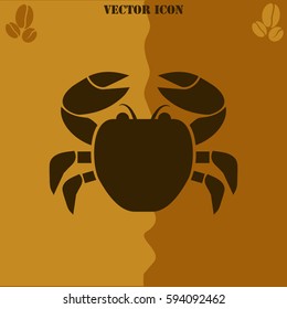 Crab vector  icon. Coffee symbol background.