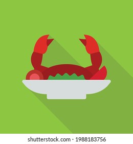 Crab Vektorsymbol im flachen Outline Stil. Krabbe ist eines der Meeresfrüchte-Gerichte. Vektorgrafik-Symbol kann für eine App, Website oder einen Teil eines Logos verwendet werden.