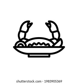 Crab Vector Icon in Outline Style. Crab is one of the Seafood Dishes. Vector illustration icon can be used for an app, website, or part of a logo.