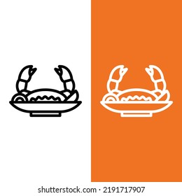 Crab Vector Icon in Outline Style. Crab is one of the Seafood Dishes. Vector illustration icon can be used for an app, website, or part of a logo.