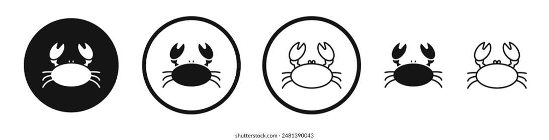 Crab vector icon set in black and white color.