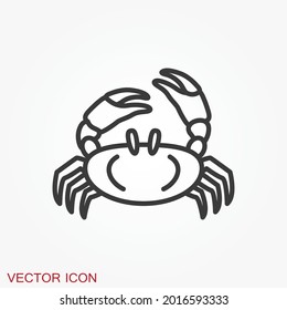 Crab vector icon. crab sign on background