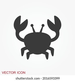 Crab vector icon. crab sign on background