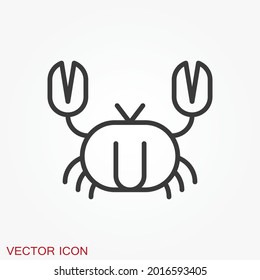 Crab vector icon. crab sign on background