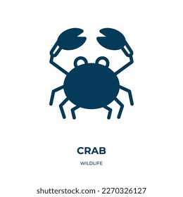 crab vector icon. crab, water, shell filled icons from flat wildlife concept. Isolated black glyph icon, vector illustration symbol element for web design and mobile apps