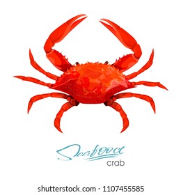Crab vector illustration in cartoon style isolated on white background. Seafood product design.Creature floating in water. Inhabitant wildlife of underwater world. Edible sea food. Vector illustration