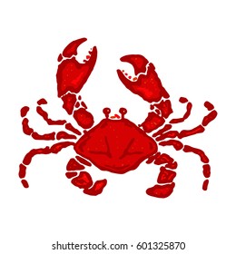 Crab vector illustration in cartoon style. Seafood product design. Boiled crab