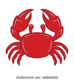 Crab vector illustration in cartoon style. Seafood Restaurant logo design.