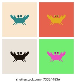 Crab vector illustration in cartoon style. Seafood product design. set