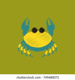Crab vector illustration in cartoon style. Seafood product design in Hatching style
