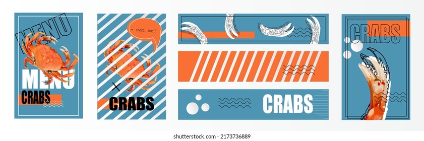 crab vector illustration cover for menu and seafood market