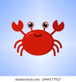 Crab vector illustration. Cute crab cartoon vector icon illustration, mascot logo, cartoon animal style.