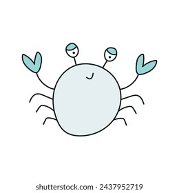 Crab. Vector illustration in doodle style. Isolated on white background