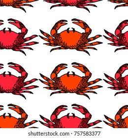 Crab vector illustration. Doodle style. Design, print, logo, decor, textile, paper