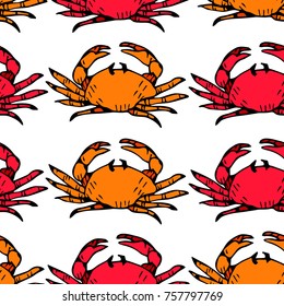 Crab vector illustration. Doodle style. Design, print, logo, decor, textile, paper