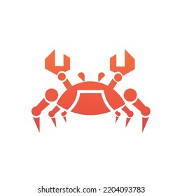 Crab vector illustration logo. Technology, robotic crab logo concept design.