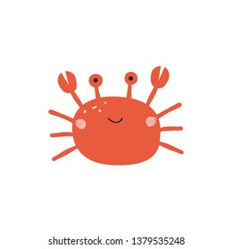 Crab. Vector illustration for printing on banner, poster, postcard, wrapping paper, fabric, t-shirt. Cute baby background.
