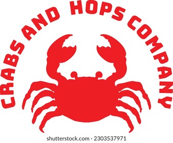 Crab vector illustration in simple flat style isolated on white background. Seafood product design template.