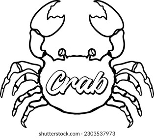 Crab vector illustration in simple flat style isolated on white background. Seafood product design template.