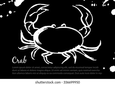 Crab. Vector isolated illustration. Ink. Hand drawn