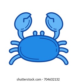 Crab vector line icon isolated on white background. Crab line icon for infographic, website or app. Blue icon designed on a grid system.