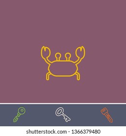 crab vector line icon.Basic element illustration.crab vector outline symbol design.Bonus broken key graphic concept