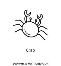 Crab vector outline Icon Design illustration. Holiday Symbol on White background EPS 10 File
