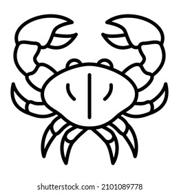 Crab-Vektorsymbol einzeln auf weißem Hintergrund
