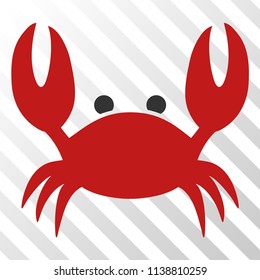 Crab vector pictogram. An illustration style is a flat iconic symbol on a hatch transparent background.