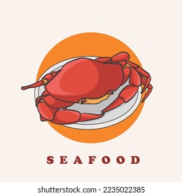 Vector de cangrejo. Mariscos al estilo de las caricaturas