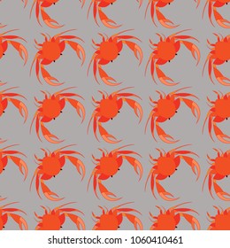 Crab vector seamless pattern