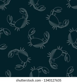 Crab vector seamless pattern. abstract Marine background