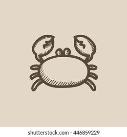 Crab vector sketch icon isolated on background. Hand drawn Crab icon. Crab sketch icon for infographic, website or app.