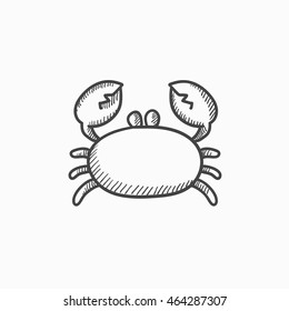 Crab vector sketch icon isolated on background. Hand drawn Crab icon. Crab sketch icon for infographic, website or app.