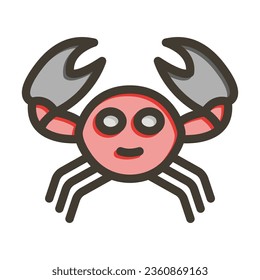 Crab Vector Thick Line Filled Colors Icon For Personal And Commercial Use.
