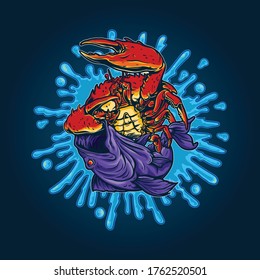 Crab vs FIsh Illustration perfect for tshirt