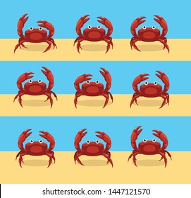 Crab Walking Animation Sequence Cartoon Vector