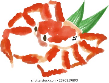 Crab watercolor hand drawn illustration. The background is transparent.