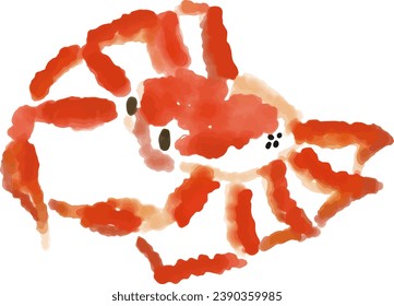 Crab watercolor hand drawn illustration. The background is transparent.