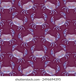 crab watercolor pattern textile print
