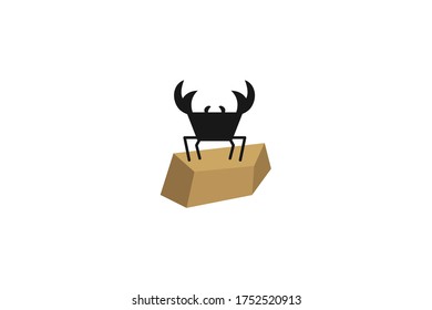 crab wildness logo vector design with flat and simple styles on white background