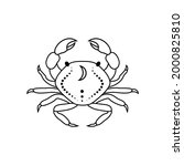 Crab zodiac sign in line art style on white background.