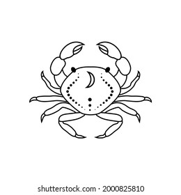 Crab zodiac sign in line art style on white background.