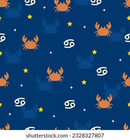 Crabby Constellations Cosmos Vector Seamless Pattern can be use for background and apparel design